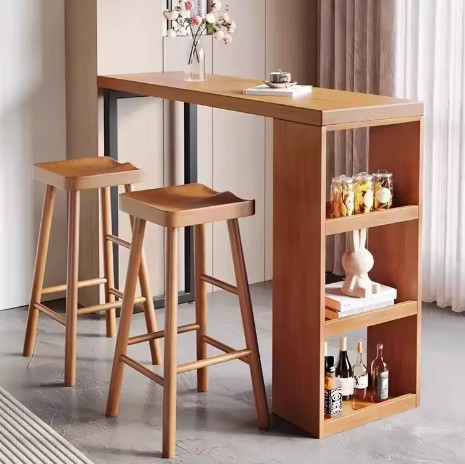 بار خشبي عصري مع وحدات تخزين جانبية BAR-004