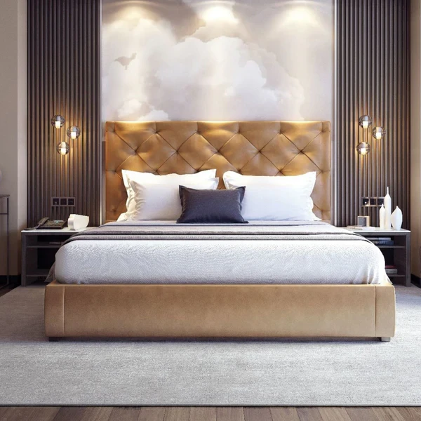 Modern Upholstered Bed – MDF & Counter Wood – Custom Made Bedroom Furniture BED-029
