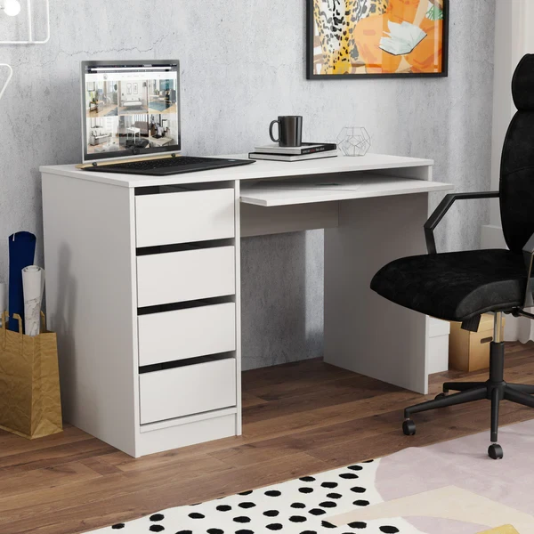 Modern White MDF Desk – Simple & Functional Design for Work or Study OFD-021