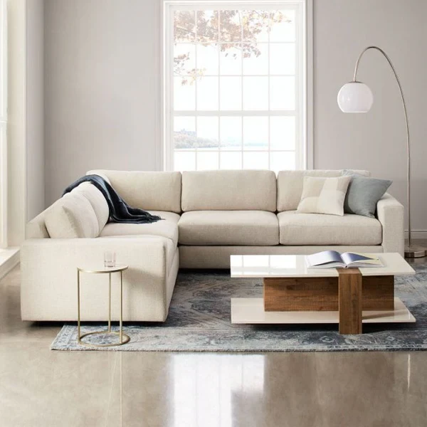 Modern Corner Sofa – Beech Wood Frame – Linen or Velvet Upholstery – Elegant Living Room Design – CRS-065