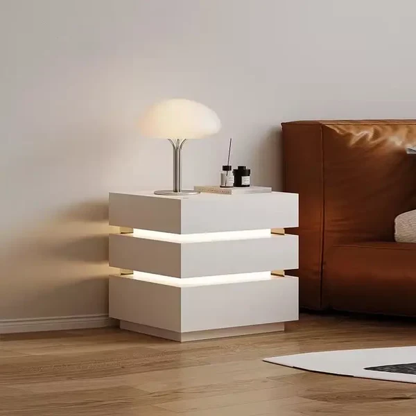 Modern Bedside Commode – MDF Design with LED Lighting BSD-013