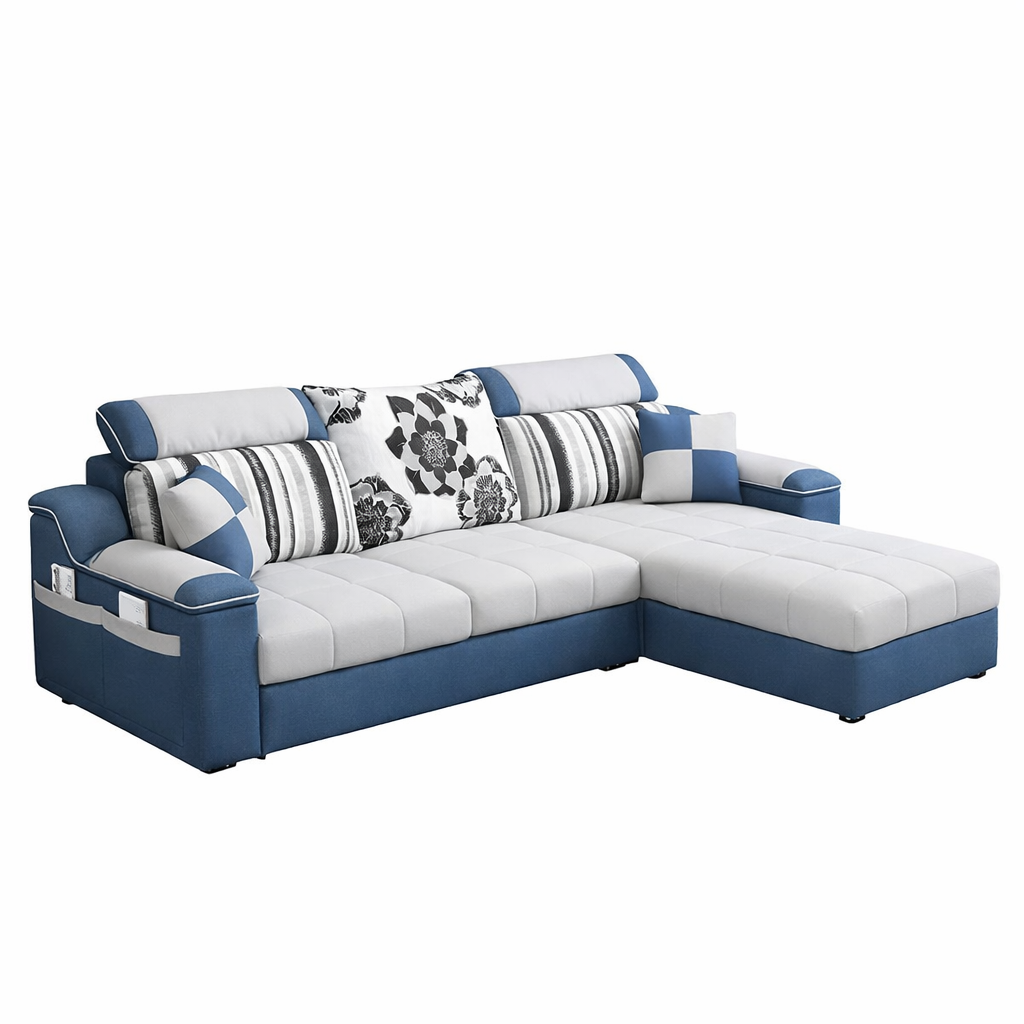 Modern Corner Sofa – Natural Beech Wood – Velvet Upholstery – High-Density Foam 35 kg/m³ – CRS-083