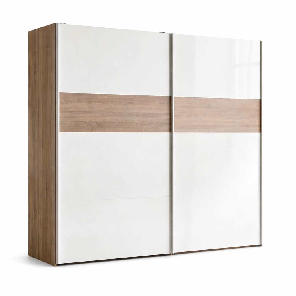 Sliding Door Wardrobe – MDF Wood – Modern Design with Drawers & Shelves WRD-030