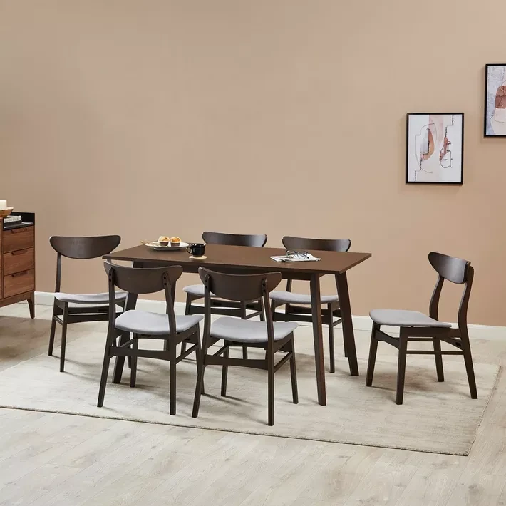 طقم سفرة 6 كراسي خشب MDF بتصميم هندسي فاخر - DNT-033