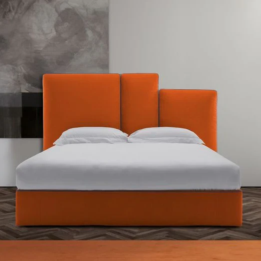 Modern Bed with Beech Wood Chassis & Velvet Fabric – Durable Counter Wood | Antika Homz BED-040