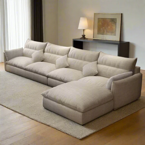 Large Modern Velvet Corner Sofa with Ottoman – Beech Wood Frame & Premium Comfort CRS-043