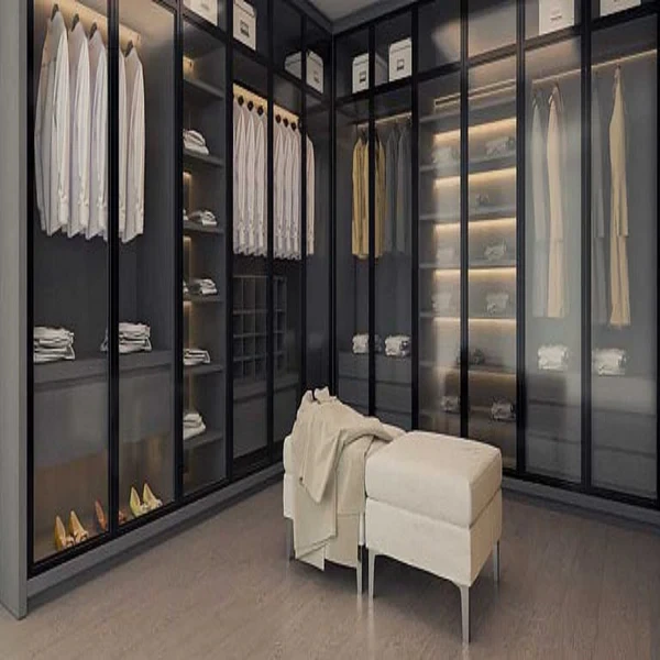 Modern Dressing Wardrobe with LED Lighting – Custom-Made Storage Unit WRD-020