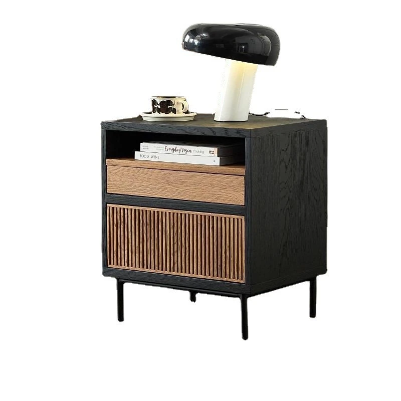 Modern Storage Unit – Dark Gray and Wood MDF Design BSD-019