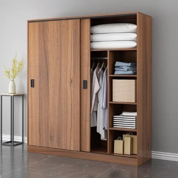 Modern Wardrobe – Elegant Storage Solution with Multiple Shelves WRD-005