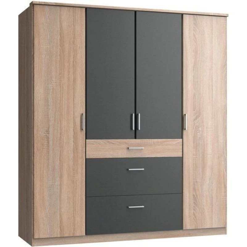 WRD-026 Modern Wardrobe & Storage Unit – MDF Counter Wood – Black & Brown Finish