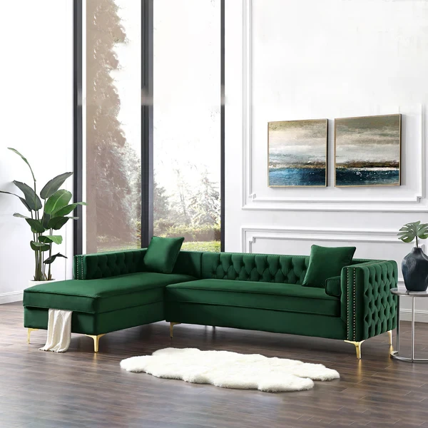 Modern Corner Sofa – Beech Wood Frame – High-Density Foam 36 kg/m³ – Linen or Velvet – CRS-080