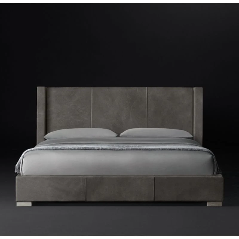 MDF Bed Upholstered with Soft Velvet Hammer Fabric BED-053